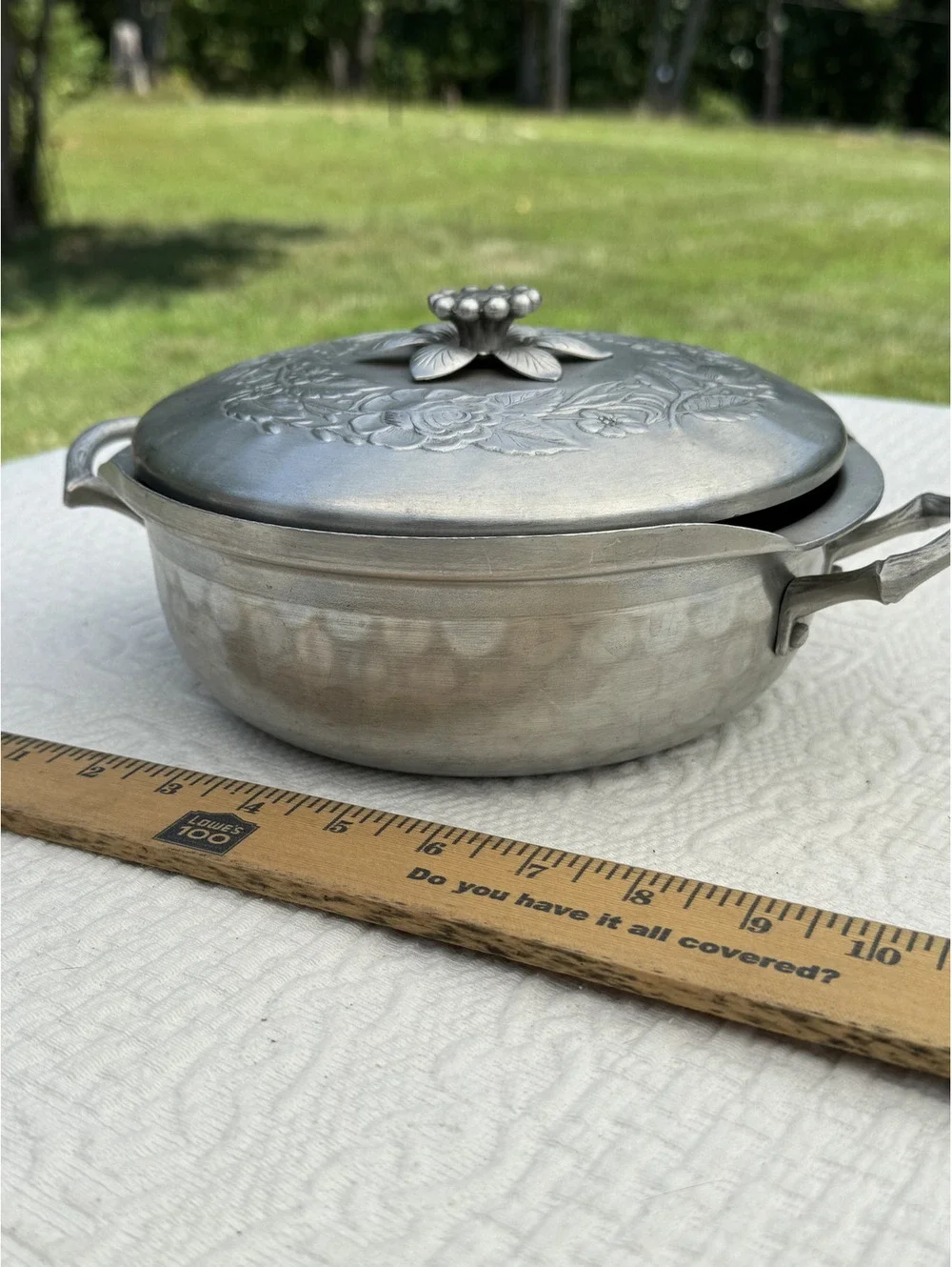 Vintage Everlast Aluminum Covered Dish with Floral Design